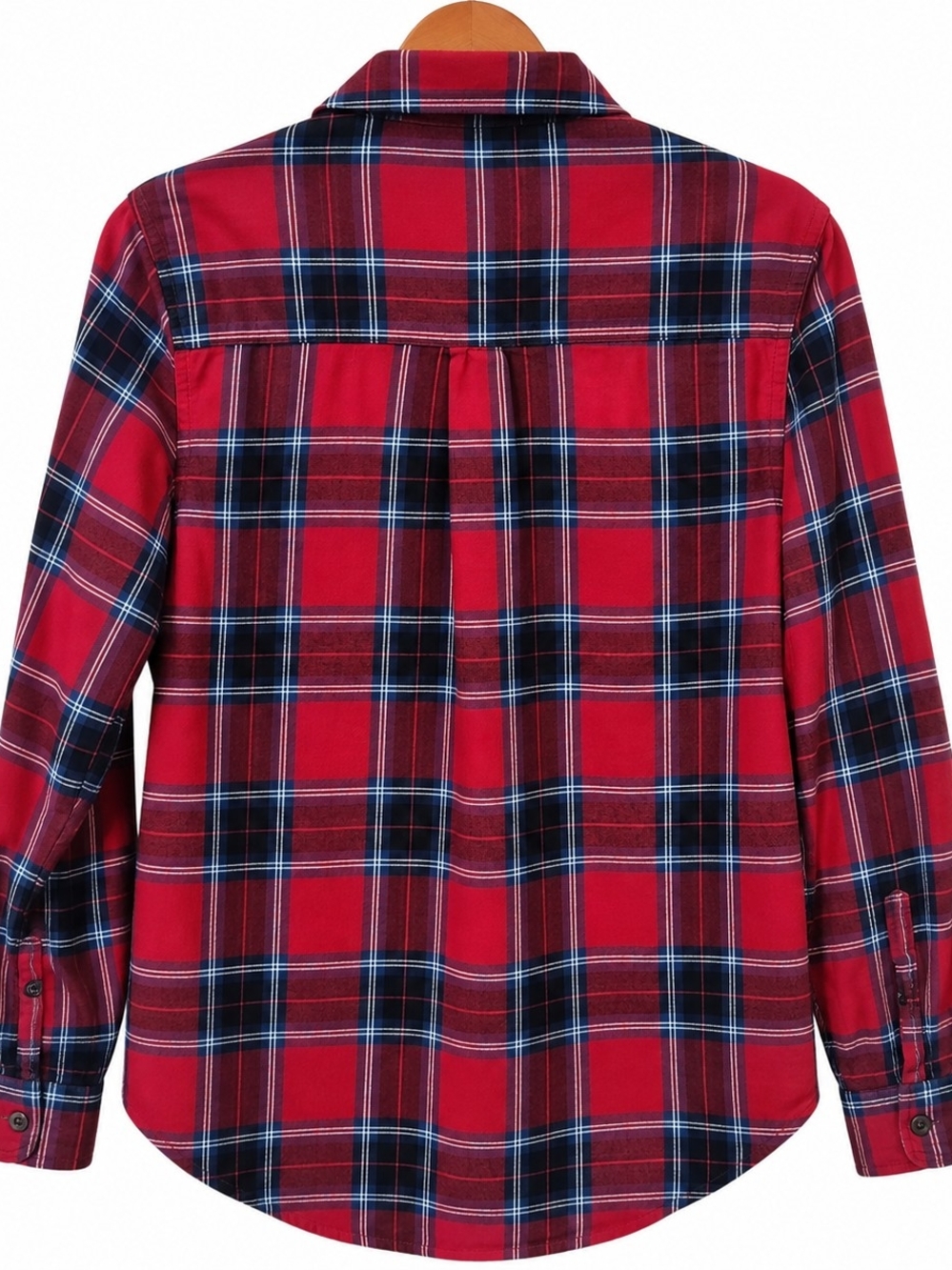 Old Navy The Classic Shirt Women’s M Red Navy Plaid Button Down - Picture 5 of 5